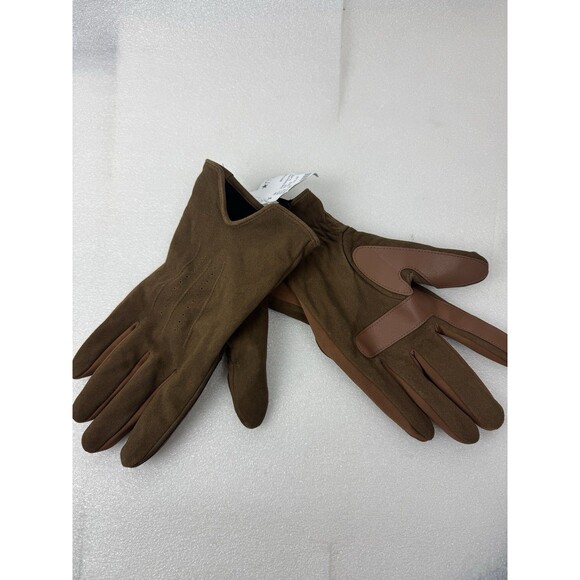 Isotoner Genuine Suede with Ultraplush Lining 3-Draw Touchscreen Gloves Sz: L - Picture 6 of 8